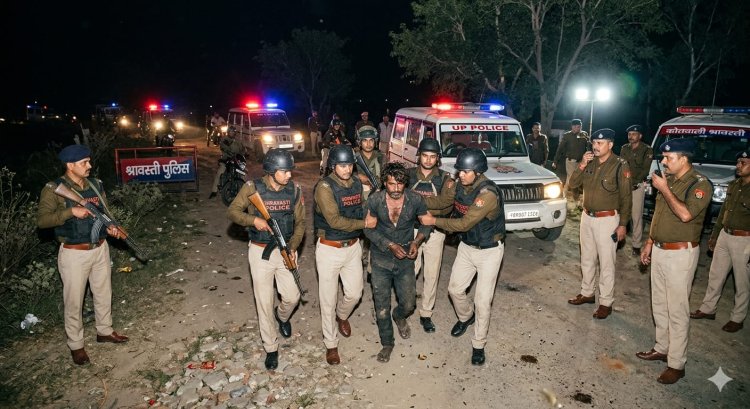 श्रावस्ती में पुलिस का सख्त एक्शन: 50 हजार का इनामी बदमाश मुठभेड़ में गिरफ्तार