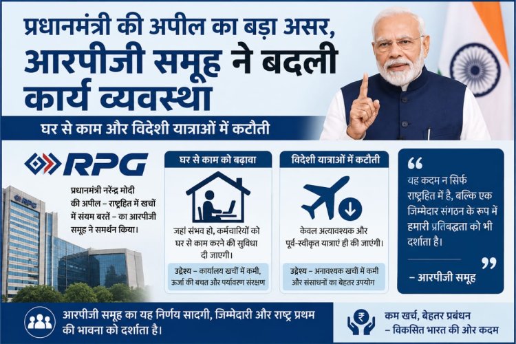प्रधानमंत्री की अपील का बड़ा असर, आरपीजी समूह ने बदली कार्य व्यवस्था, घर से काम और विदेशी यात्राओं में कटौती
