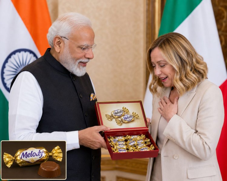 प्रधानमंत्री नरेंद्र मोदी द्वारा इटली की प्रधानमंत्री जॉर्जिया मेलोनी को ‘मेलोडी’ टॉफी उपहार