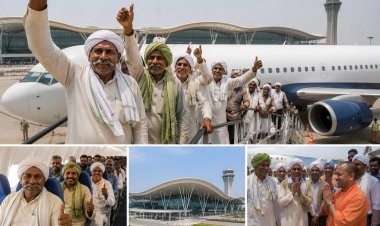 जेवर से पहली उड़ान भरकर लखनऊ पहुंचे किसान